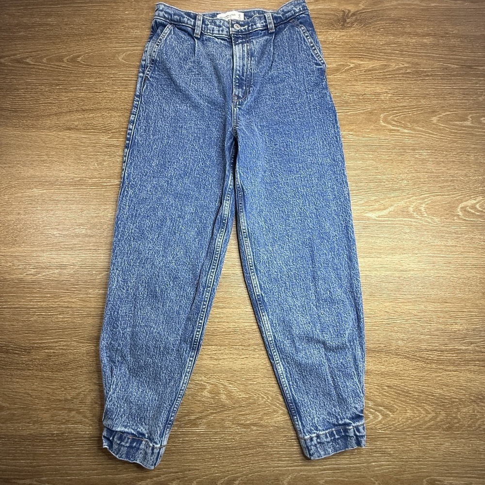 Abercrombie & Fitch Ultra High Rise Barrel Jeans Women 28R Blue Tapered Ankle - Picture 2 of 12